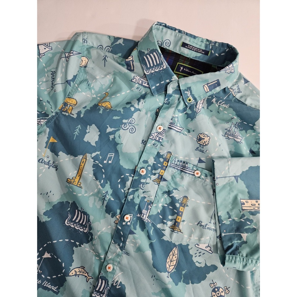 William Murray Men's Short Sleeve Button Up Polyester Golf Shirt Medium